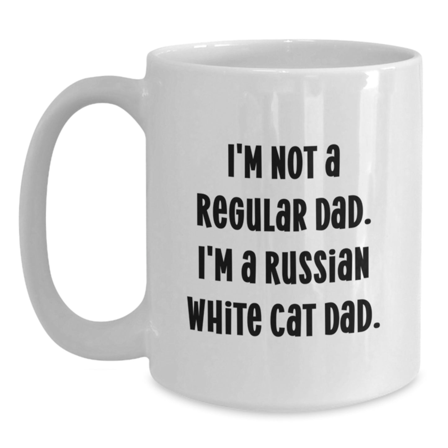 Funny Russian White Cat Dad Gifts for Men - Unique White Coffee Mug, Perfect Russian White Cat Lover Gifts from Friends for Christmas - Main