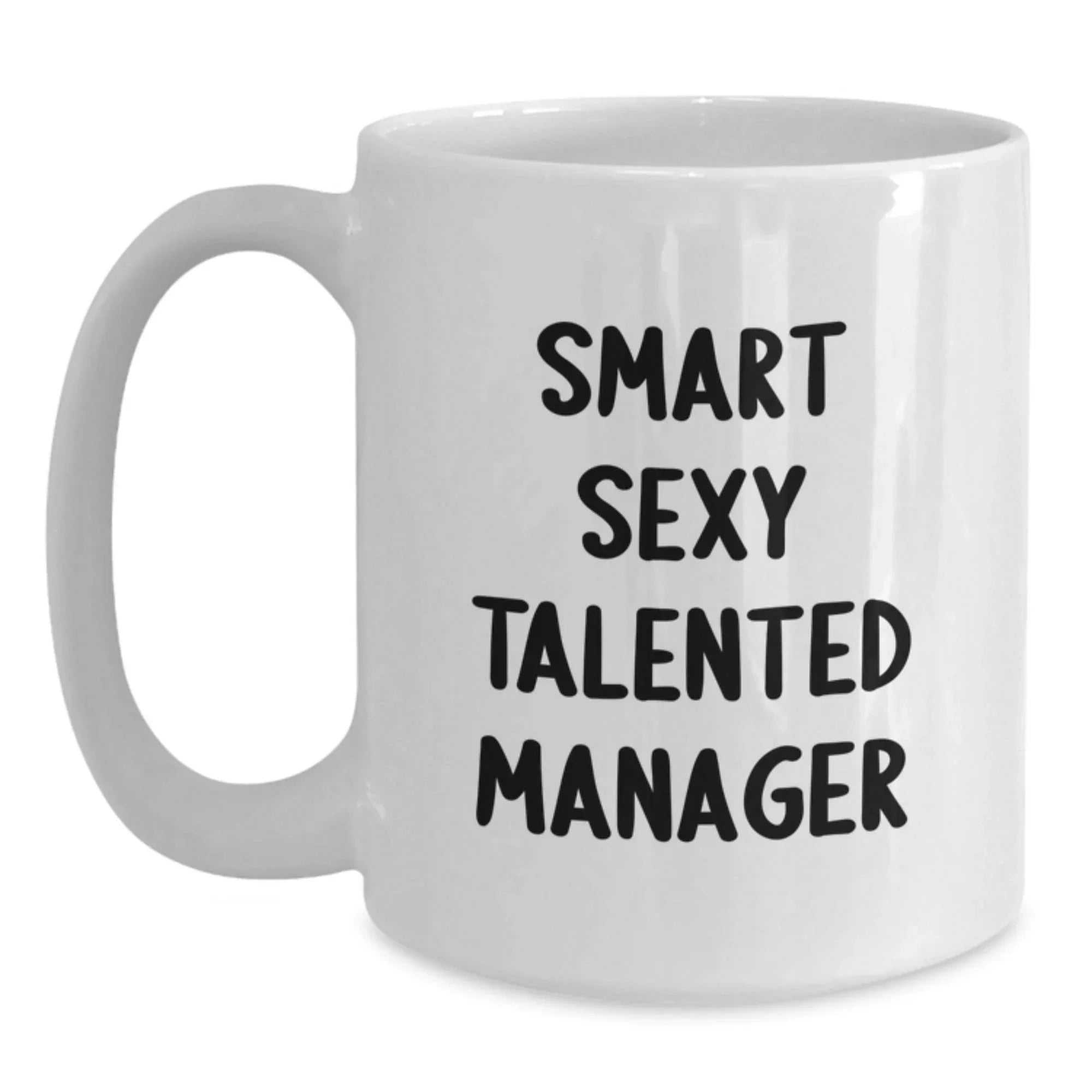 Funny Manager Gifts for Men, White Coffee Mug for Smart Sexy Talented Boss, Christmas Unique Presents for Coworkers