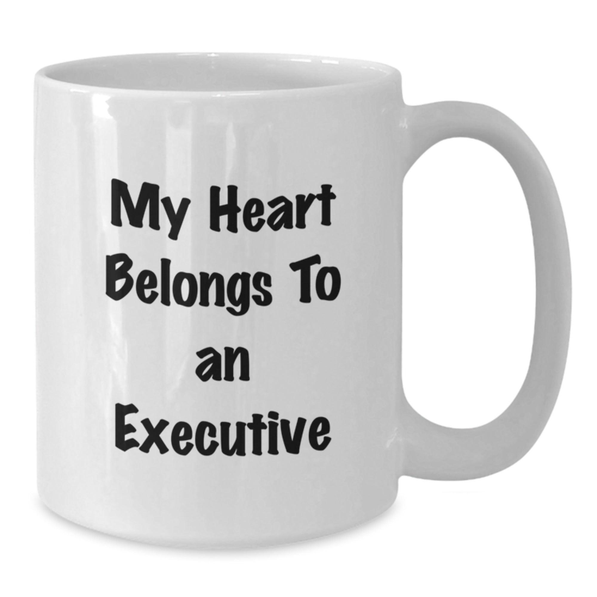 Funny Executive White Coffee Mug Gifts from Friends, Family, Coworkers to Men, Women, Graduation Unique Gifts, My Heart Belongs To An Executive - Additional
