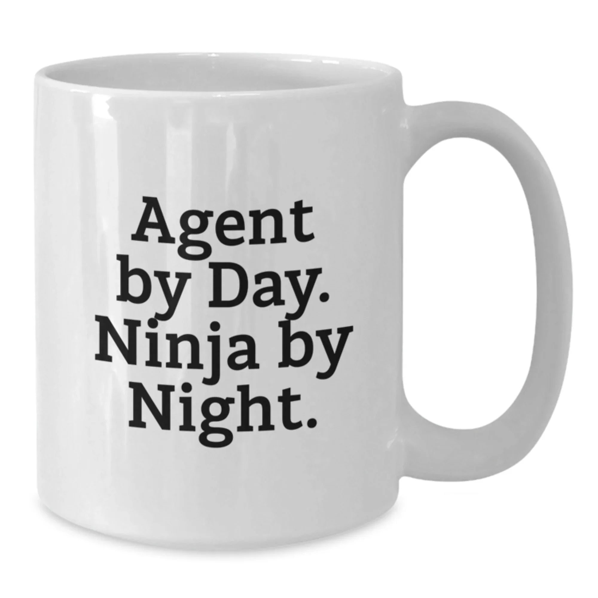 Funny Agent Gifts from Friends - Agent By Day. Ninja By Night. White Coffee Mug, Christmas Unique Presents for Agent, White Coffee Mug, Ceramic