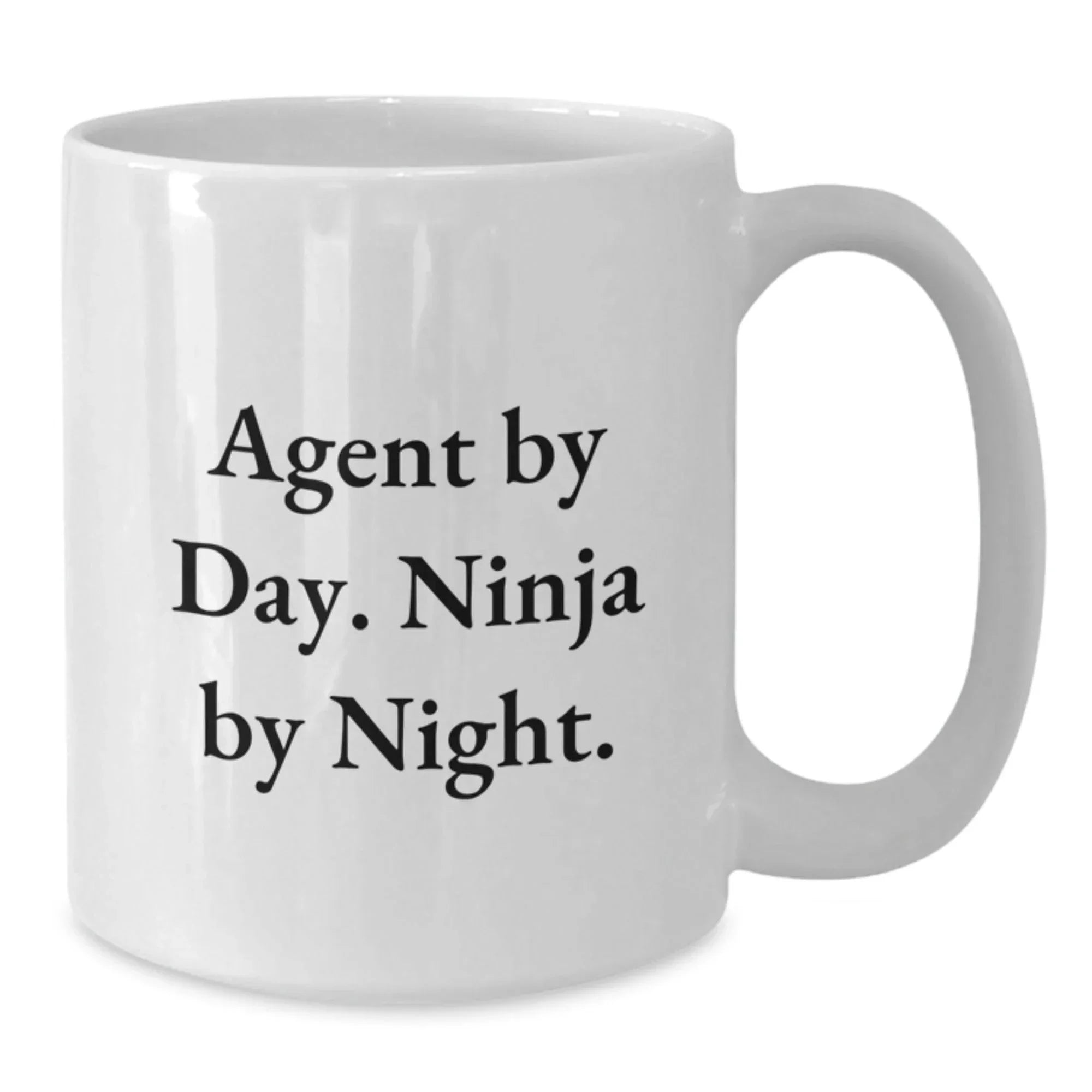 Agent White Coffee Mug, Christmas Unique Gifts from Friends to Agent, Funny Quote 'Agent By Day. Ninja By Night.'