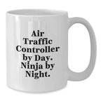 Funny Air Traffic Controller Gifts for Men - White Coffee Mug - 'Air Traffic Controller By Day. Ninja By Night.' Christmas Unique Gift for Family