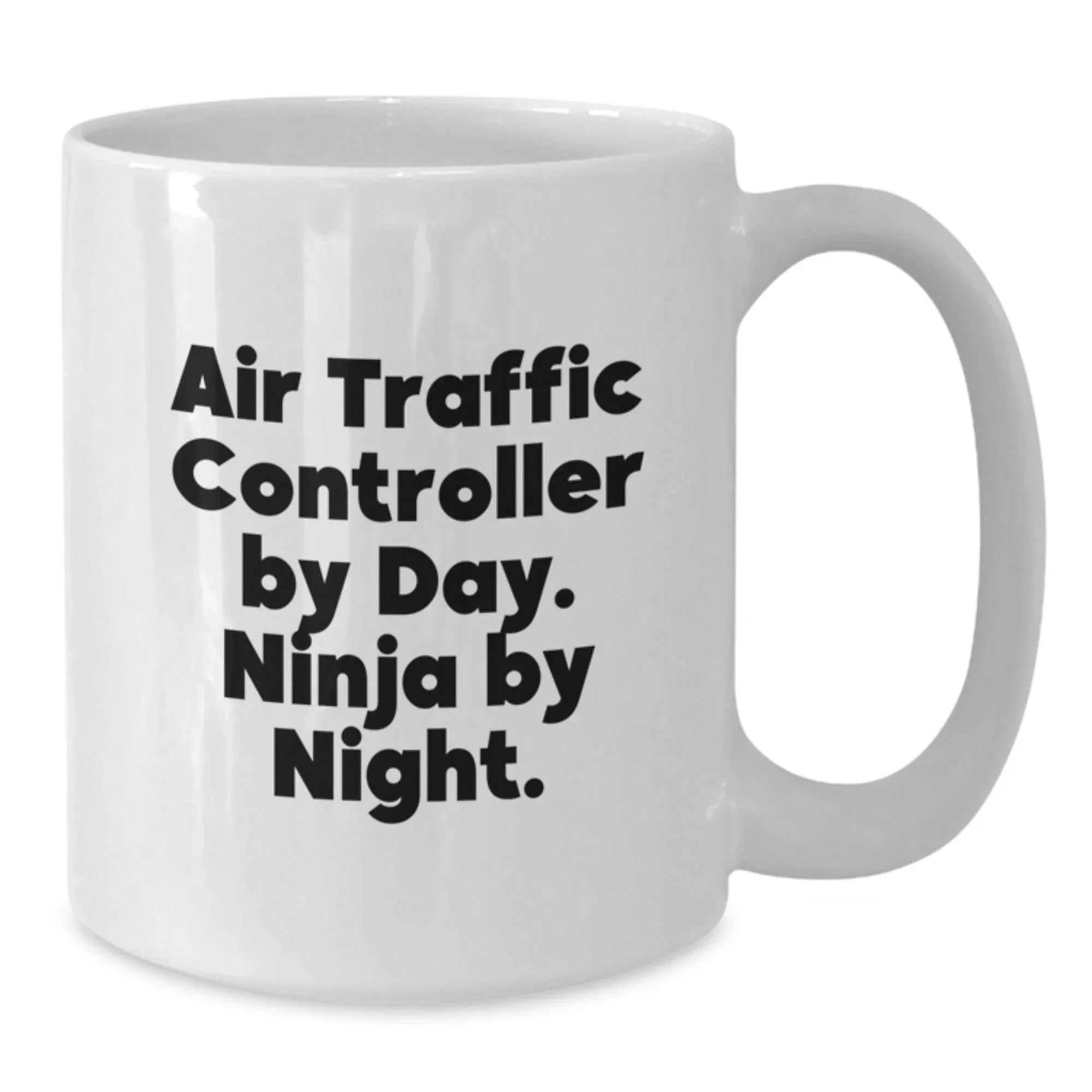 Funny Air Traffic Controller Gifts from Friends, Christmas Unique Gifts for Air Traffic Controller Men, Air Traffic Controller By Day. Ninja By Night. White Coffee Mug