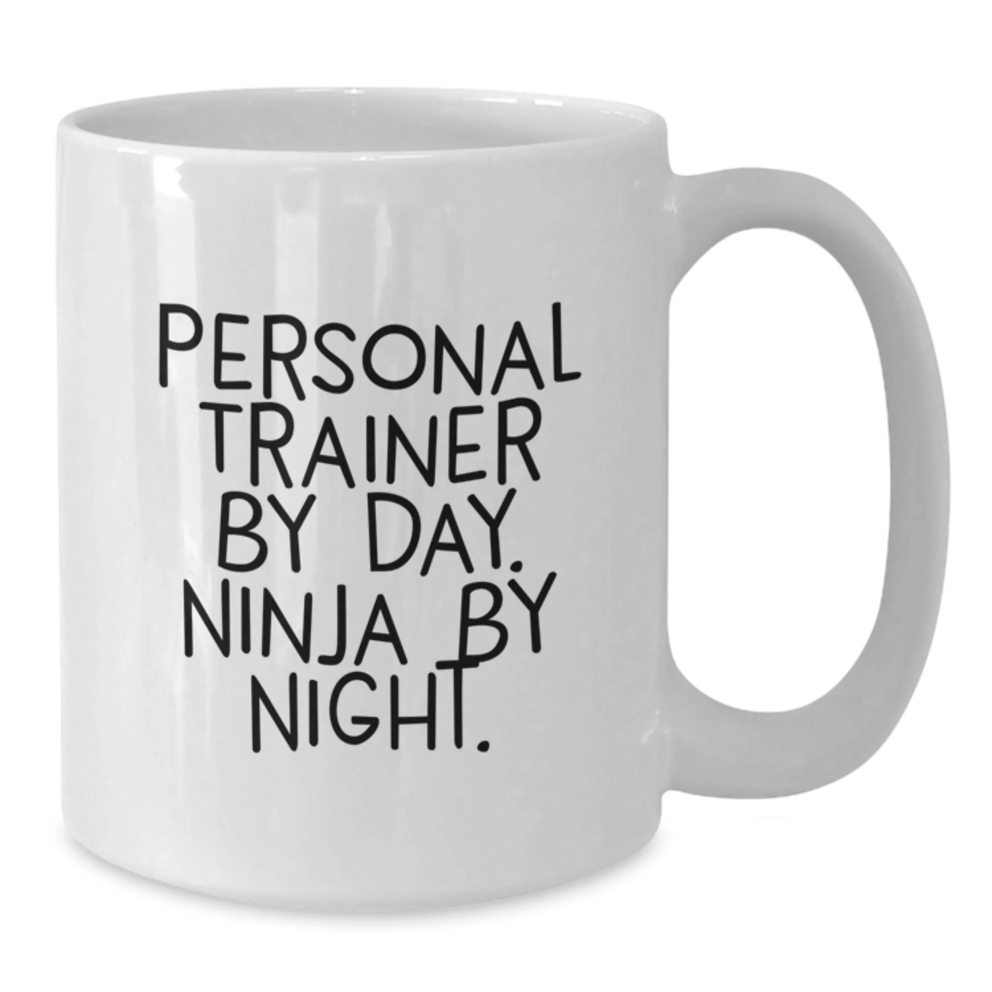 Funny Personal Trainer Gifts from Men for Women, Christmas Unique White Coffee Mugs Personal Trainer, Ninja Mug, By Day. Ninja By Night.