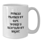 Funny Fitness Trainer Gifts from Dad - White Coffee Mug for Fitness Enthusiasts - Christmas Unique Presents