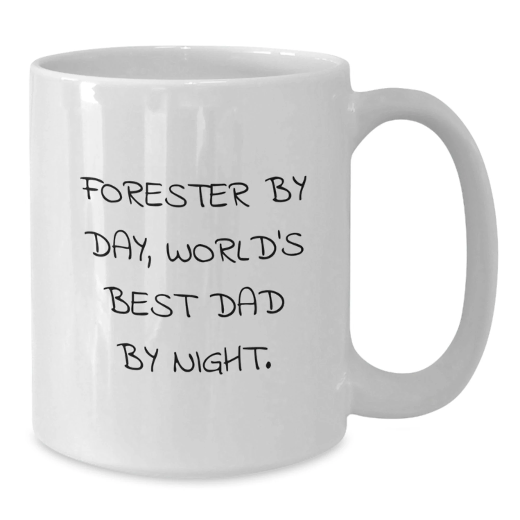 Forester Gifts, Funny Mugs for Forester by Day, World's Best Dad by Night White Coffee Mug - Gifts from Friends and Family for Men, Forester Enthusiasts