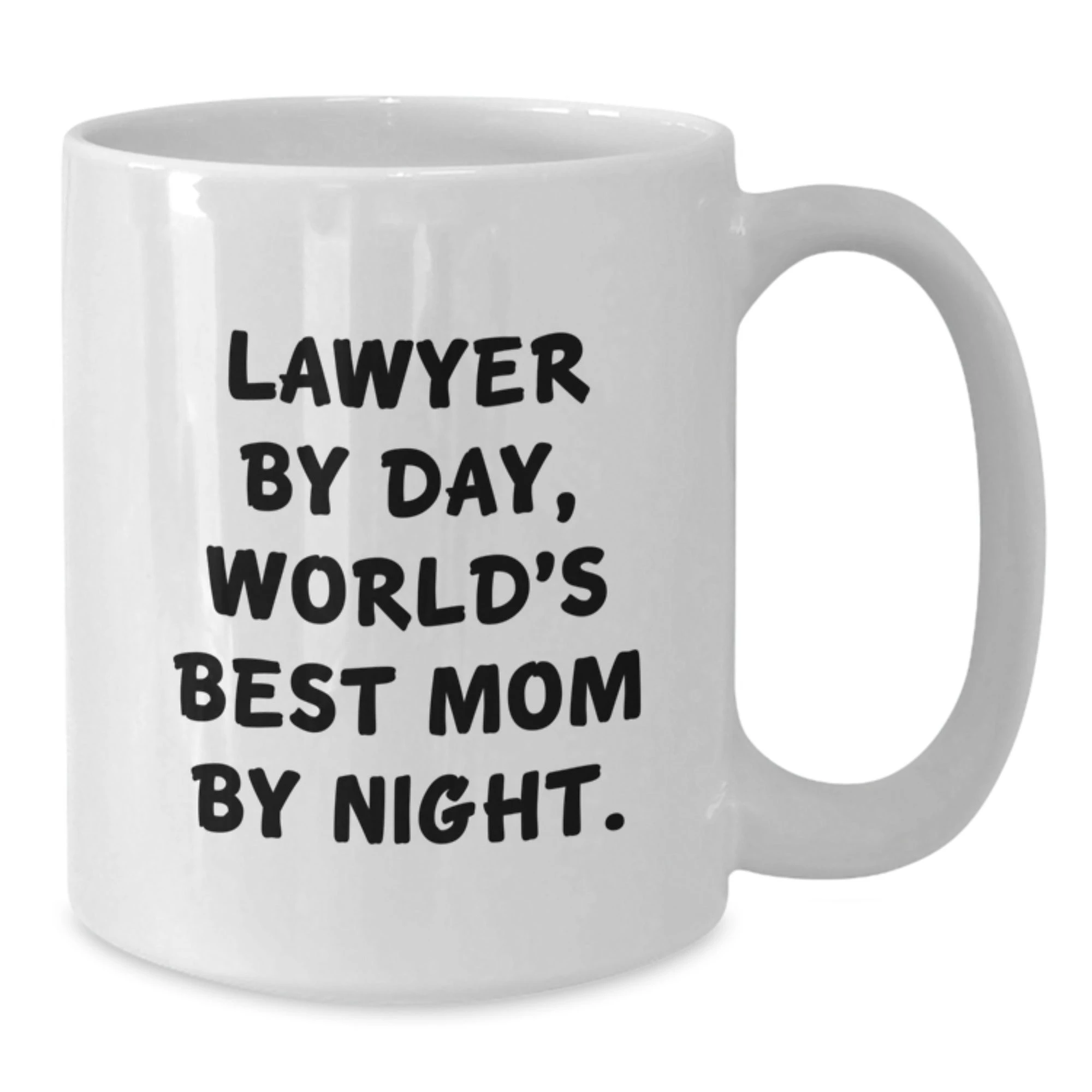 Funny Lawyer Gifts for Mom, White Coffee Mug with 'Lawyer By Day, World's Best Mom By Night.' Quote, Perfect Unique Christmas Unique Gifts from Family to Lawyer