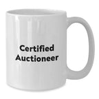Funny Certified Auctioneer Gifts from Friends for Birthday Unique White Coffee Mug - 'You're the Top Bidder' Quote