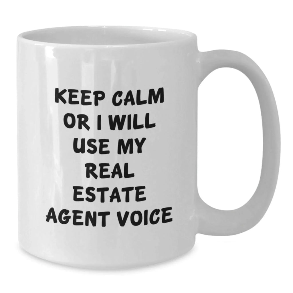 Funny Christmas Unique Gifts from Friends to Real Estate Agents - Keep Calm White Coffee Mug for Real Estate Agent Men Women Coworkers