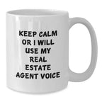 Funny Christmas Unique Gifts from Friends to Real Estate Agents - Keep Calm White Coffee Mug for Real Estate Agent Men Women Coworkers