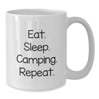 Camping Gift Funny White Coffee Mug Eat Sleep Camping Repeat Birthday - Additional