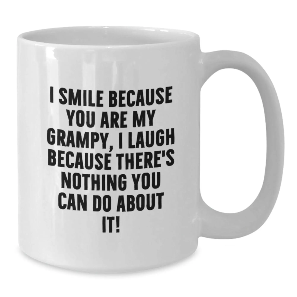 Funny Grampy Gifts, I Smile Because You Are My Grampy, White Coffee Mug for Birthday Unique Gifts from Men to Grampy - Additional