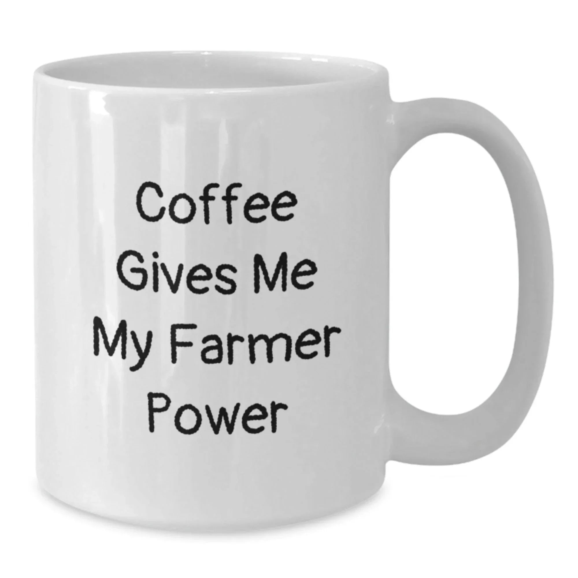 Funny Farmer Gift, White Coffee Mug with 'Coffee Gives Me My Farmer Power', Unique Birthday Presents for Men, Women, Friends, Family, Farmer Enthusiasts, Farmers' Delight, Farmer's Daily Cup
