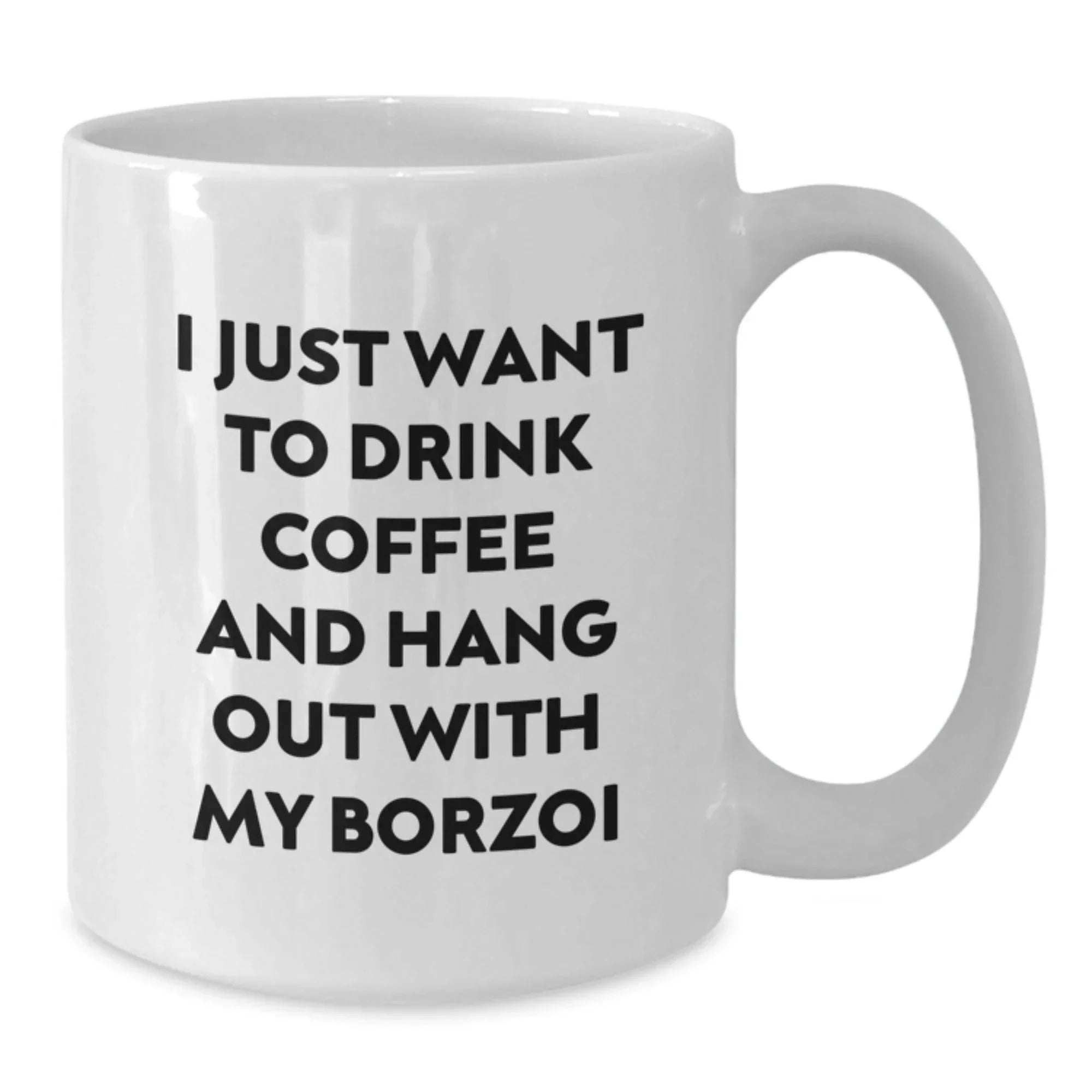 Funny Borzoi Dog White Coffee Mug