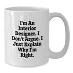 Funny Interior Designer Gifts from Friends, Unique White Coffee Mug for Interior Designers, Christmas Unique Gifts