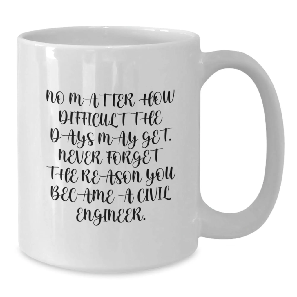 Civil Engineer Gifts from Friends - White Coffee Mug - Inspirational Quote - Birthday Unique Present for Civil Engineer Men - Additional
