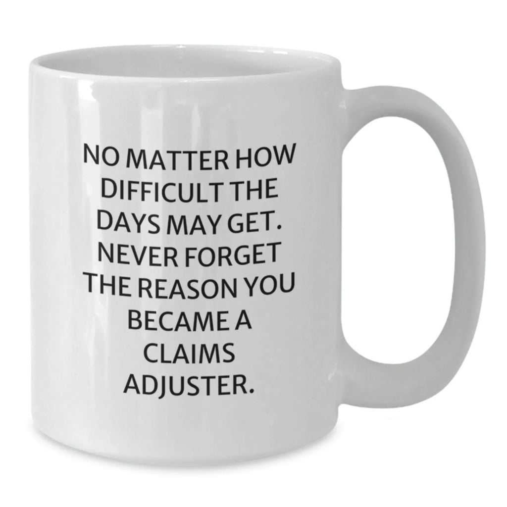 Funny Claims Adjuster Gifts for Him, White Coffee Mug for Christmas, Inspirational Quote to Keep Him Going