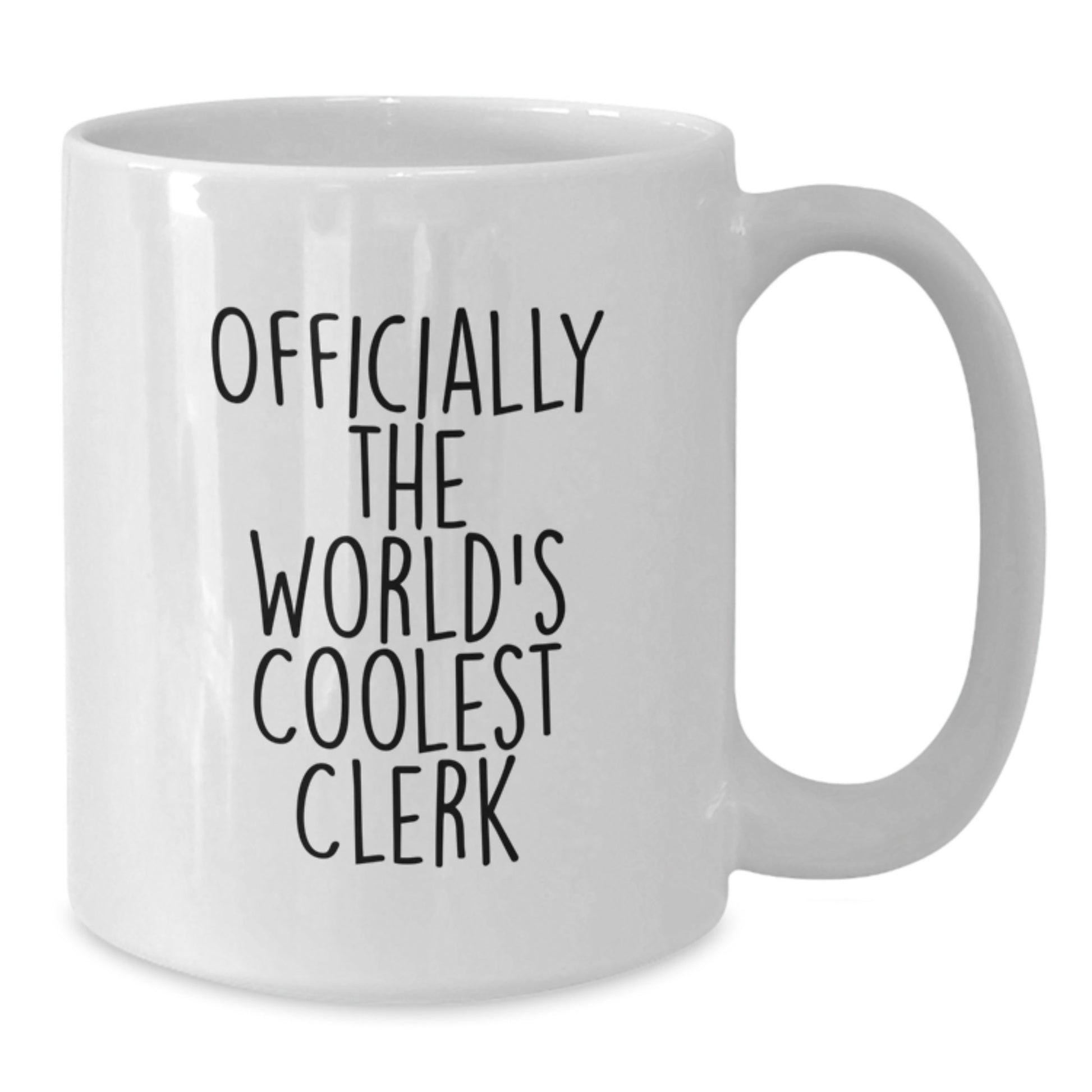 Quirky Clerk Gift from Friends for Men - 'Officially The World's Coolest Clerk' White Coffee Mug, Christmas Unique Gifts - Additional
