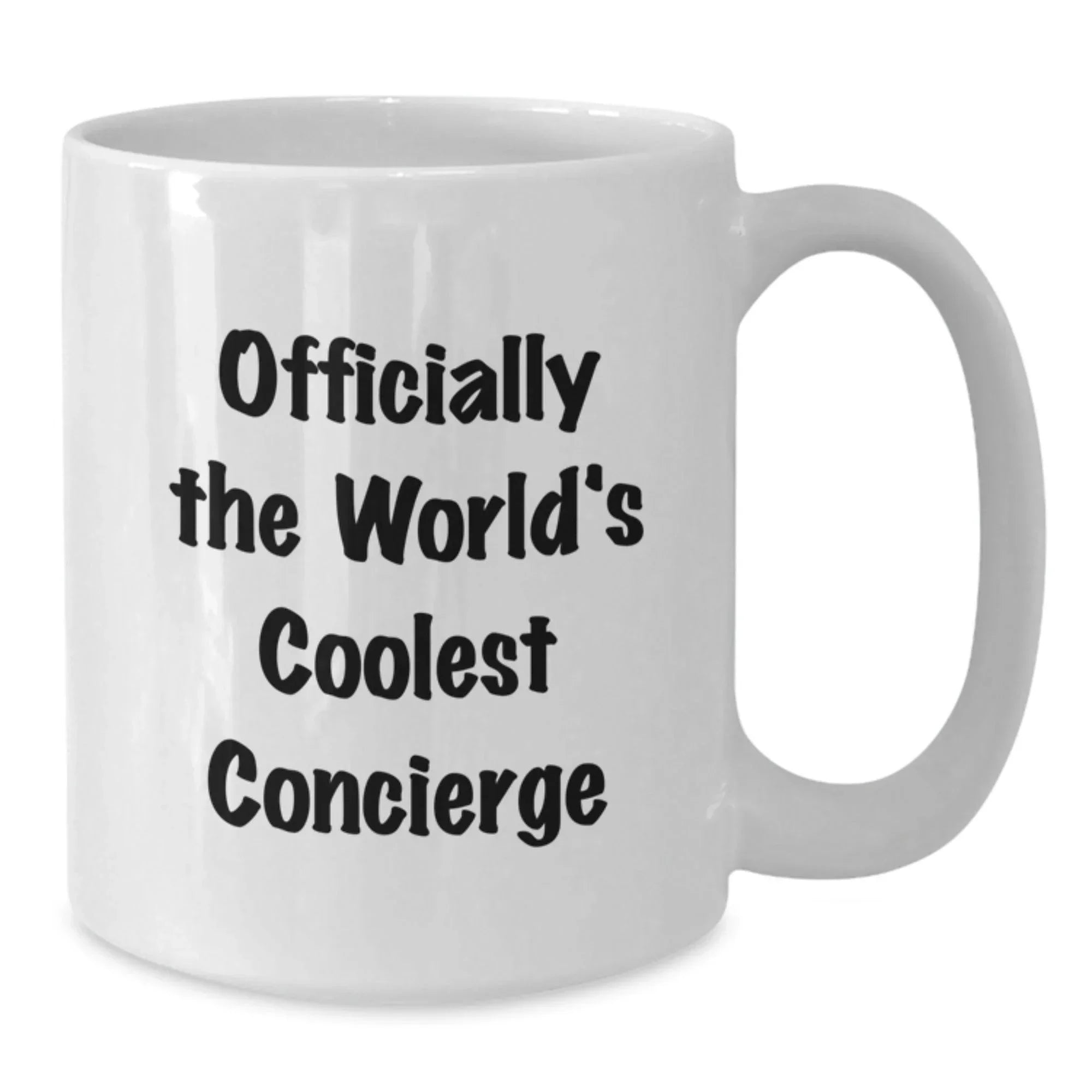 Funny Concierge Gifts from Men for Friends - Unique White Coffee Mug Officially The World's Coolest Concierge
