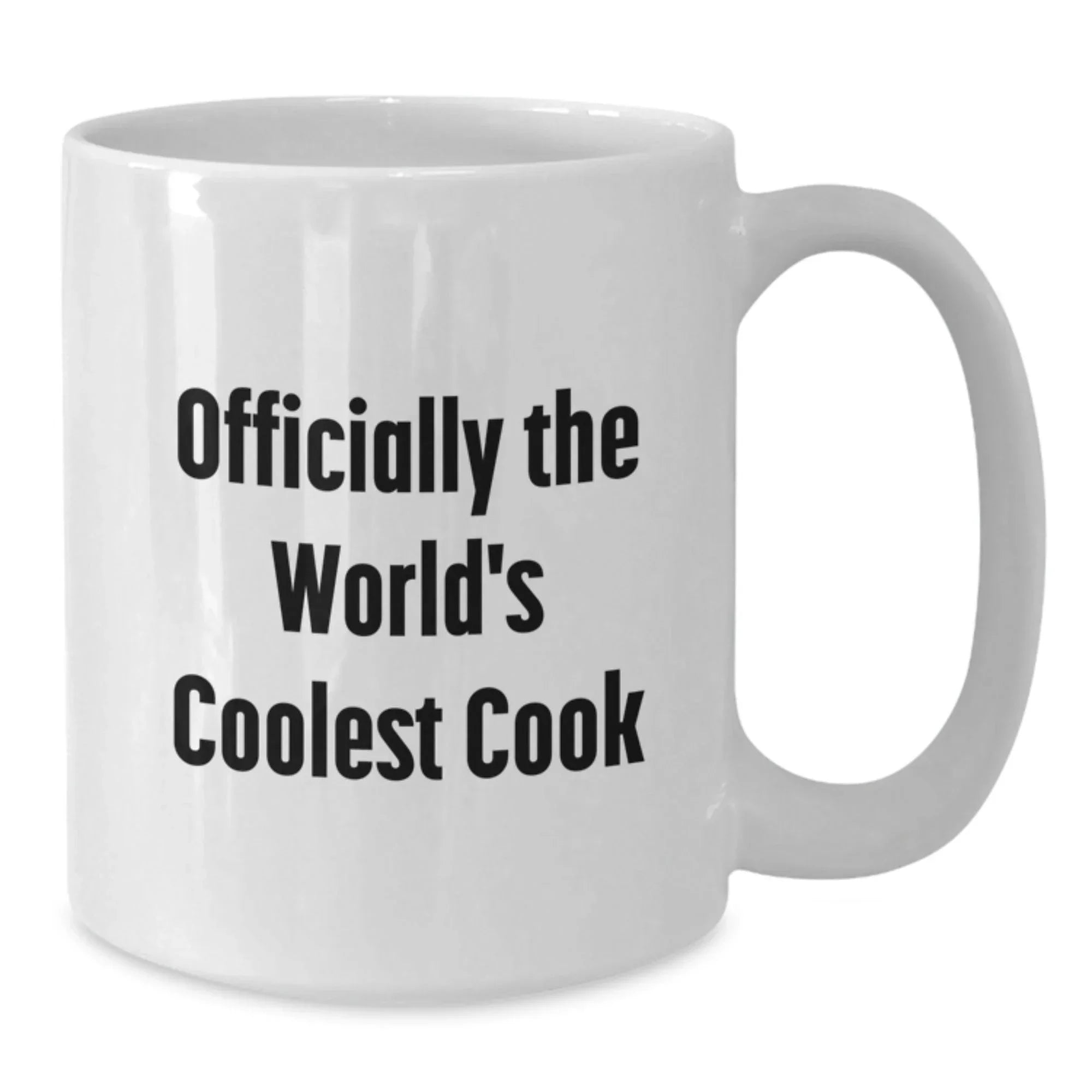 Funny Quote White Coffee Mug for the World's Coolest Cook, Gifts from Friends to Family, Perfect Christmas Unique Gifts