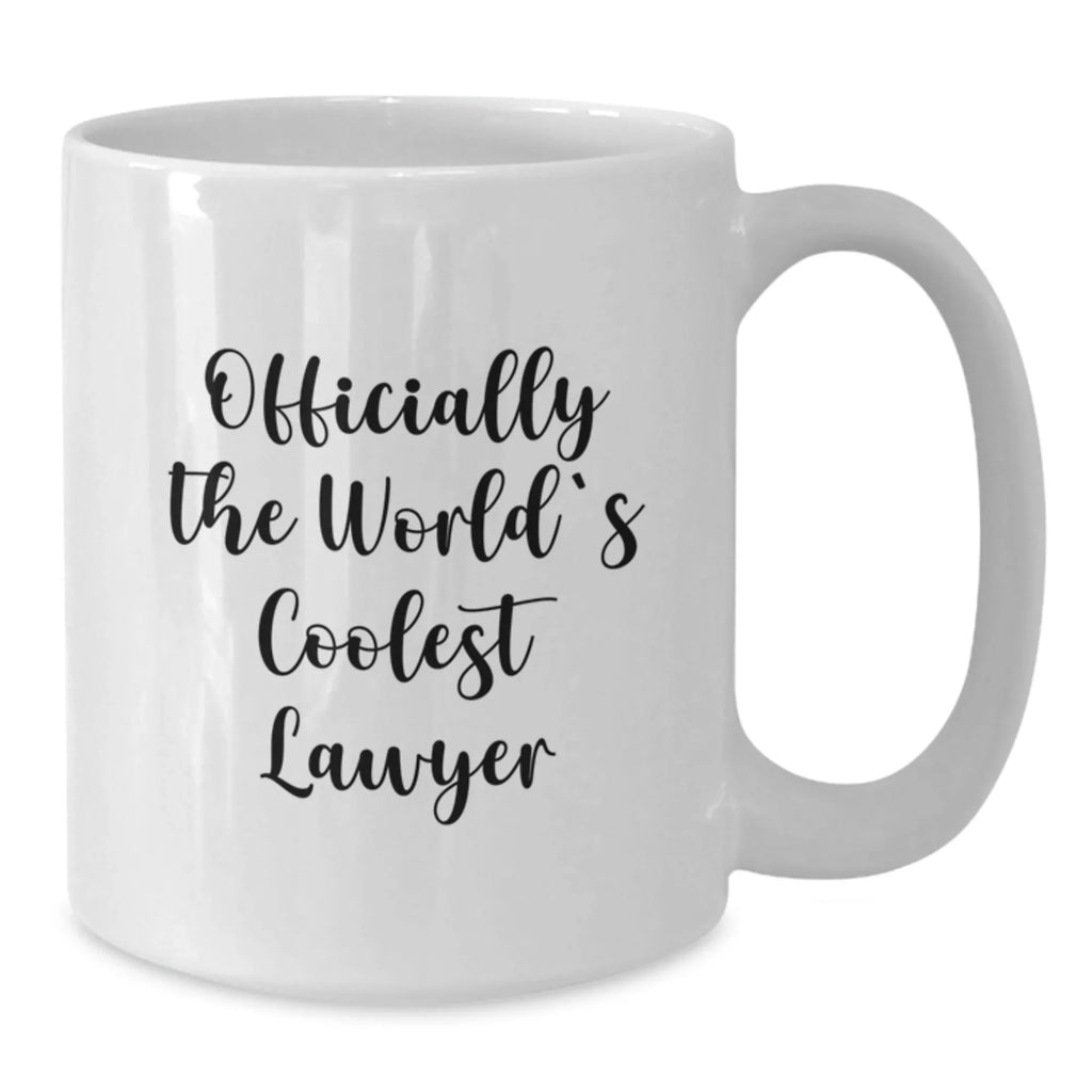 Funny Lawyer Gifts for Men - 'Officially The World's Coolest Lawyer' White Coffee Mug, Unique Christmas Unique Gifts from Friends to Family