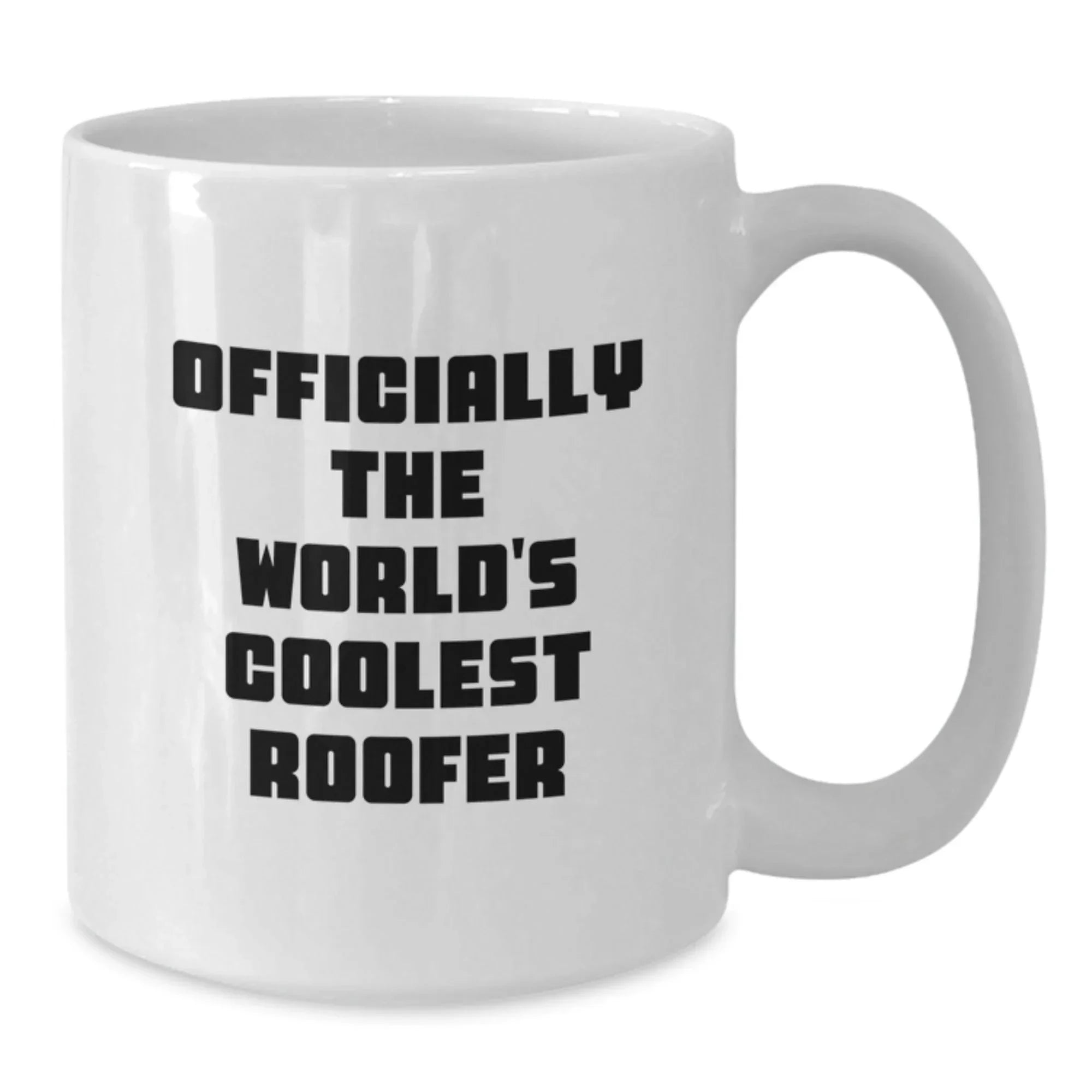 Roofer Gifts for Men, Funny 'Officially The World's Coolest Roofer' White Coffee Mug, Christmas Unique Gift