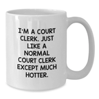 Funny Court Clerk Gifts for Court Clerk from Friends - I'm A Court Clerk, Except Much Hotter, White Coffee Mug, 11oz or 15oz - Additional