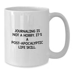 Funny Journaling Gifts for Friends, Unique White Coffee Mugs for Journaling Enthusiasts, Gifts from Family for Women, Men, Coworkers at Christmas