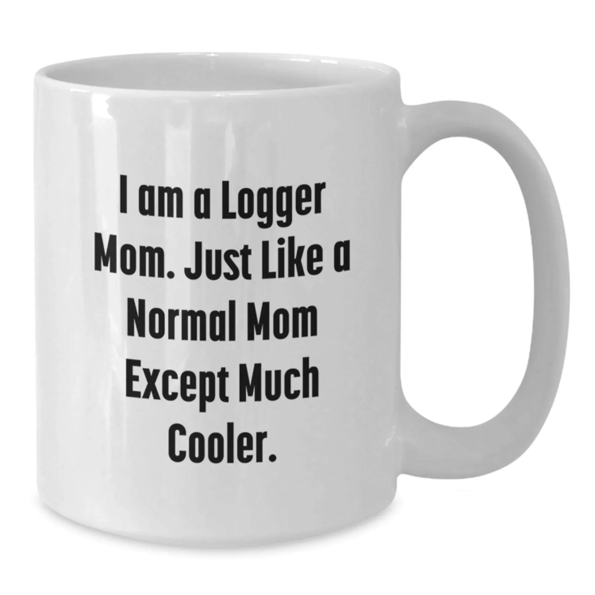 Christmas Unique Gifts for Logger Mom, Funny Logger Mom Coffee Mug, White Ceramic Coffee Mug, I Am A Logger Mom Mug