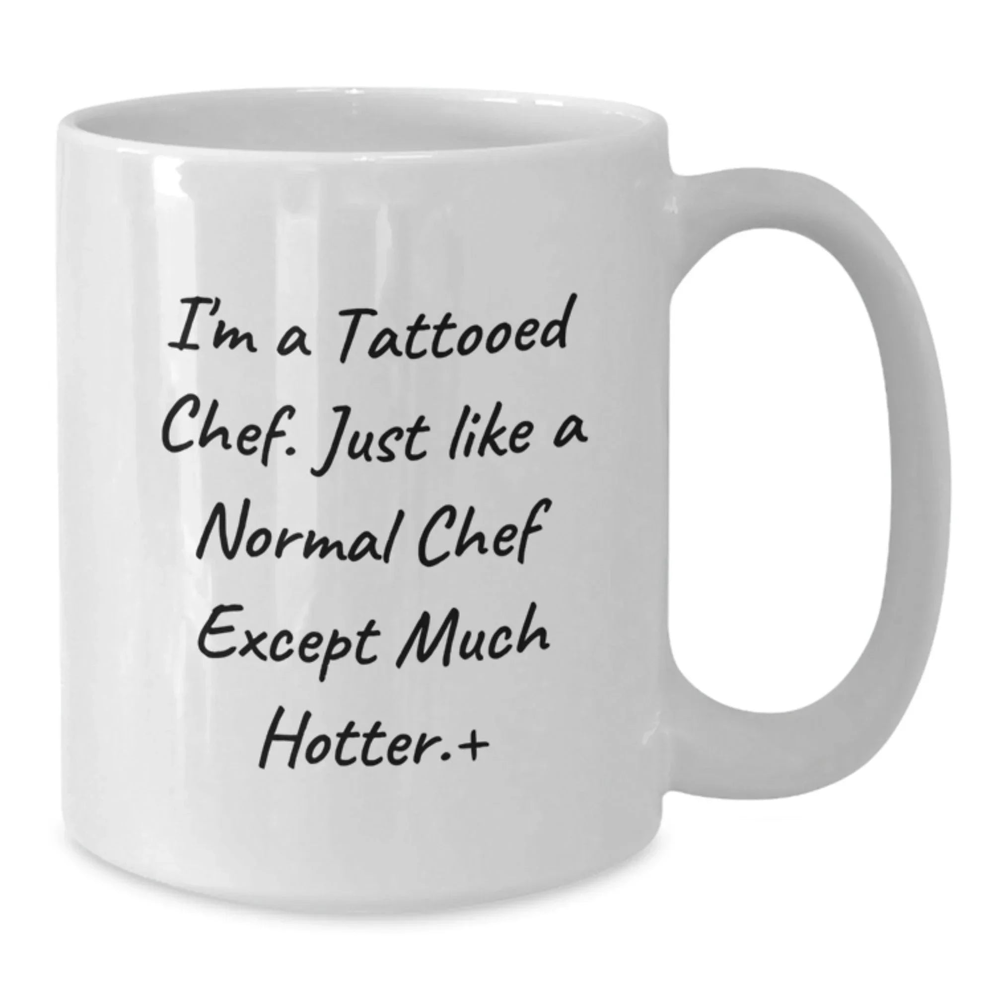 Funny Chef Gifts for Men, White Coffee Mug, Christmas Unique Presents from Friends, Family, and Coworkers - 'I'm A Tattooed Chef...'