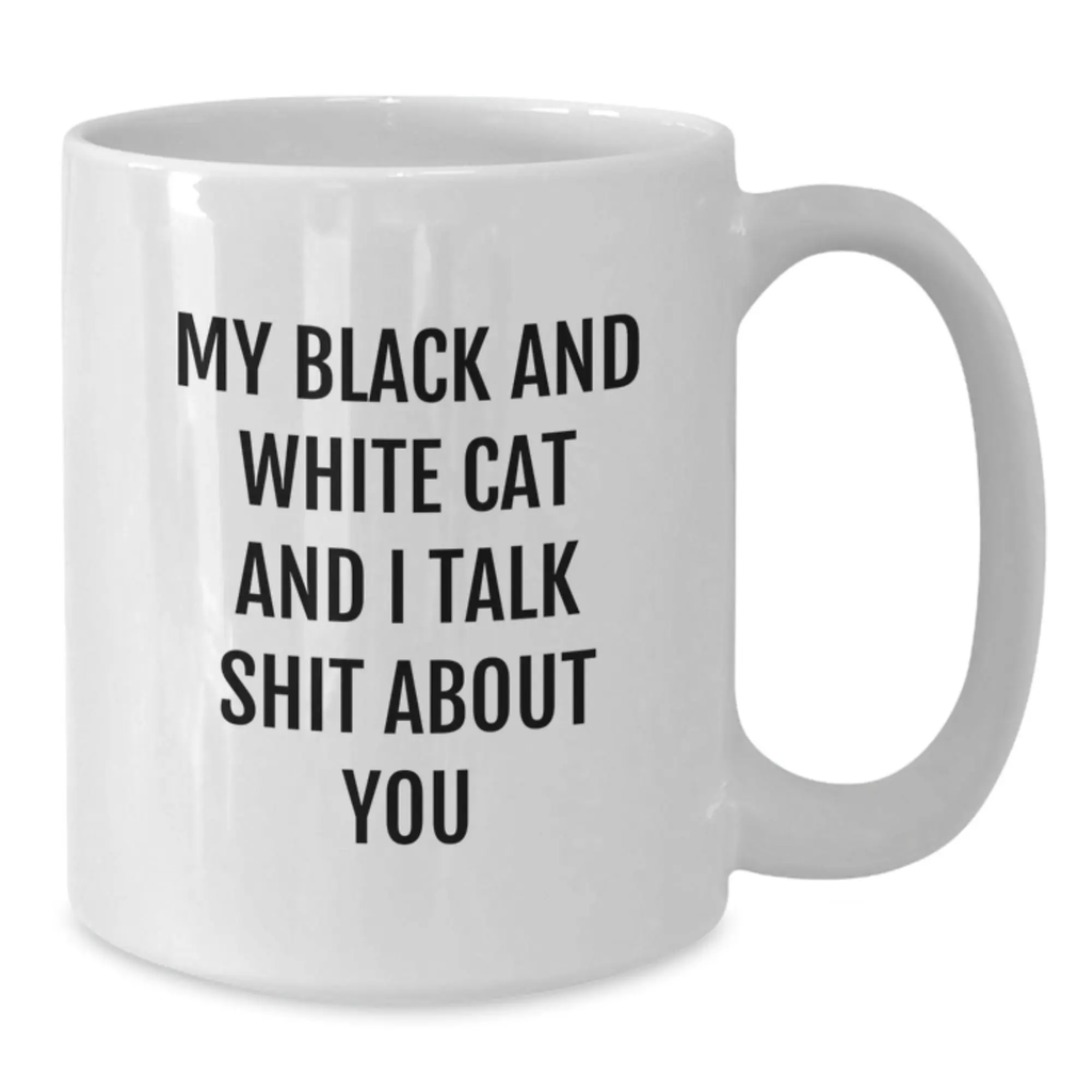 Funny Black and White Cat White Coffee Mug Gifts from Friends for Graduation Unique - Additional