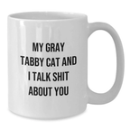 Gray Tabby Cat Keepsake White Coffee Mug Birthday Gift for Him - Additional