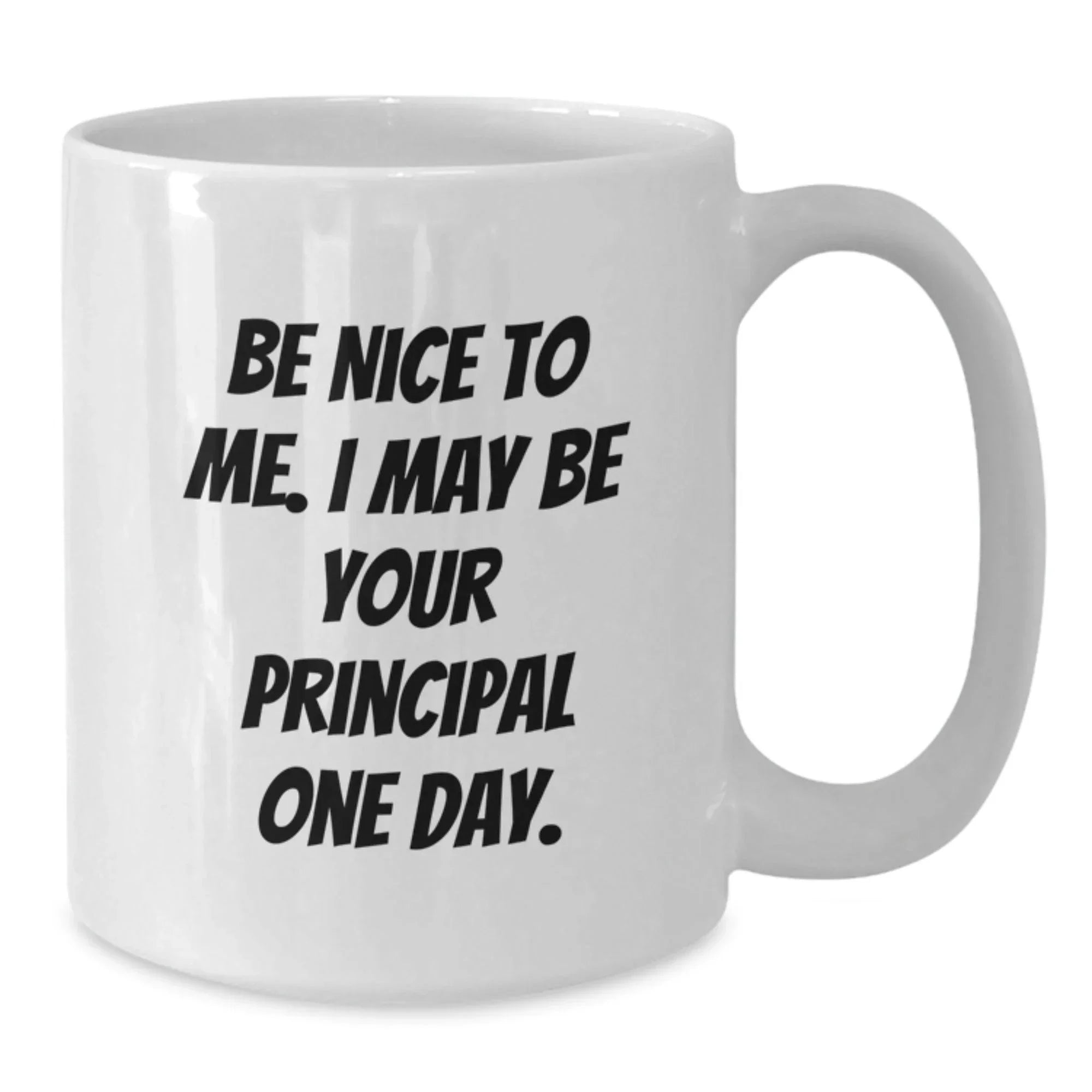 Funny Principal White Coffee Mug, Be Nice To Me I May Be Your Principal One Day. Gifts for Principal Birthday Unique Gifts from Friends