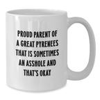 Great Pyrenees Dog Lover Gifts from Family - White Coffee Mug for Proud Parents - Funny Graduation Unique Gifts for Great Pyrenees Dog Owners - Additional