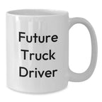 Funny Truck Driver Gifts for Men, 'Future Truck Driver' White Coffee Mug, Unique Christmas Mugs, White Ceramic, Microwave and Dishwasher Safe, Gifts from Friends to Family