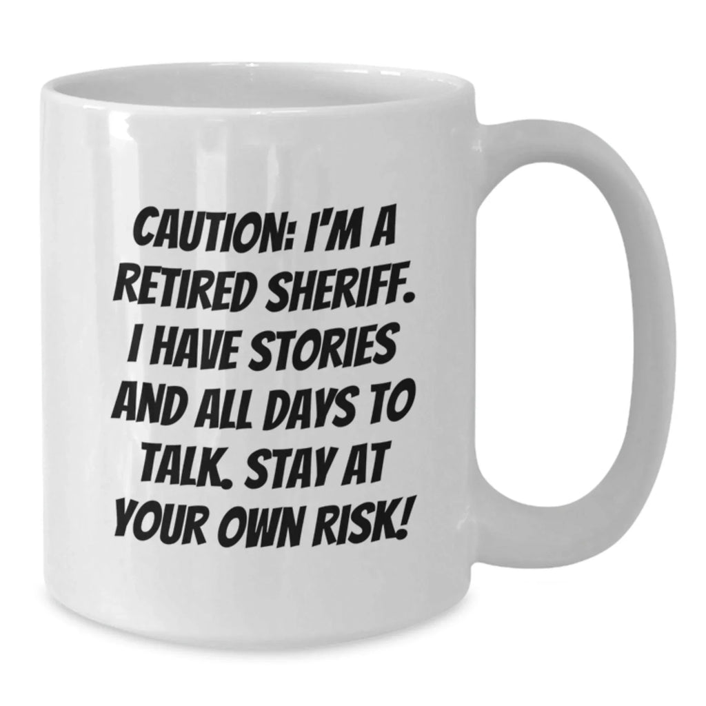 Funny Sheriff Gifts from Friends for Men, Unique White Coffee Mug, Christmas Unique Gifts