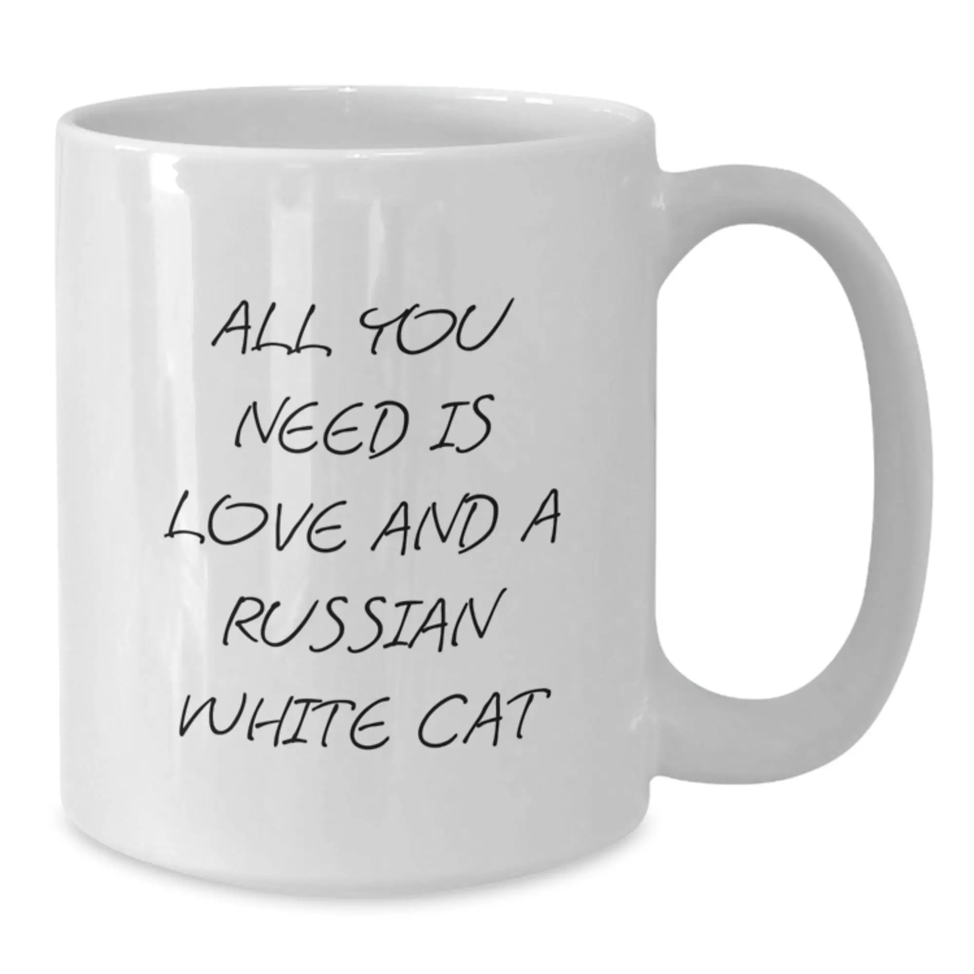 Russian White Cat Lover Gifts from Friends and Family - White Coffee Mug with 'All You Need Is Love And A Russian White Cat' Quote for Graduation Unique Gifts - Additional