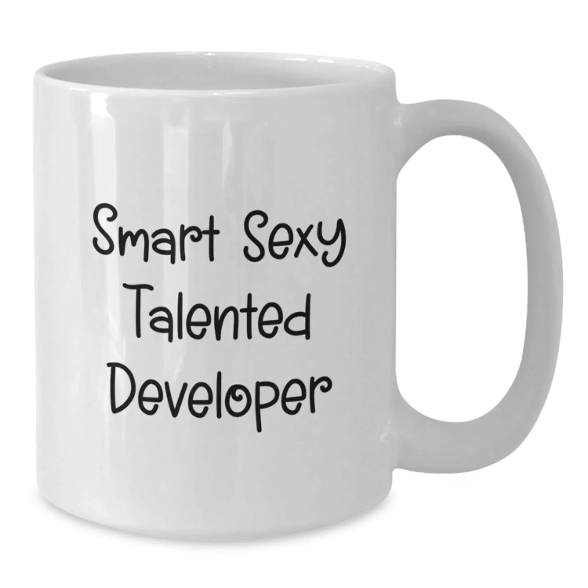 Funny Developer Birthday Unique Gift Ideas from Friends for Talented Coders - White Coffee Mug, Inspirational Quote 'Smart Sexy Talented Developer', Gifts for Men, Women, Coworkers, Family