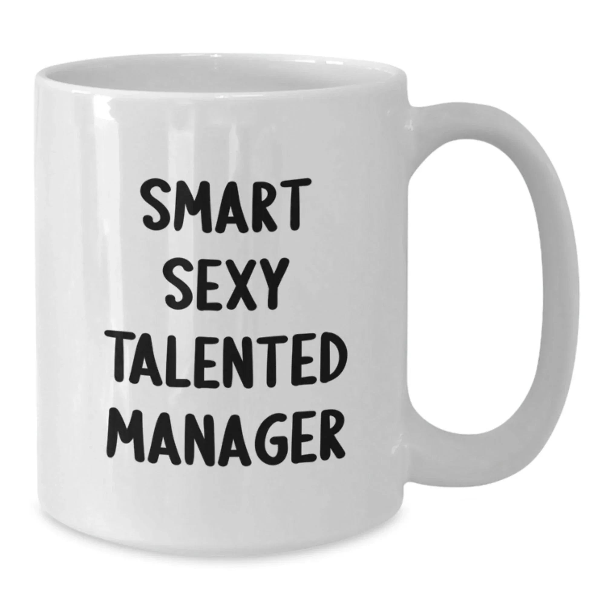 Funny Manager Gifts for Men, White Coffee Mug for Smart Sexy Talented Boss, Christmas Unique Presents for Coworkers
