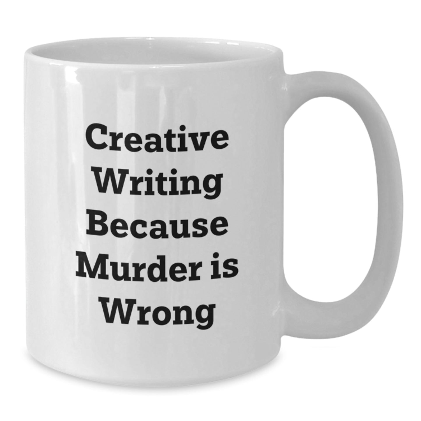 Creative Writing Gifts from Friends for Graduation, 'Creative Writing Because Murder Is Wrong' White Coffee Mug, 11oz or 15oz Capacity - Additional