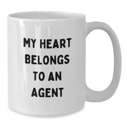 Funny Agent Gifts from Friends, White Coffee Mugs for Birthday, My Heart Belongs To An Agent, Unique Agent Lovers - Additional