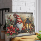 Christmas Gnome Glass Cutting Board — Festive Poinsettia & Lantern Kitchen Decor