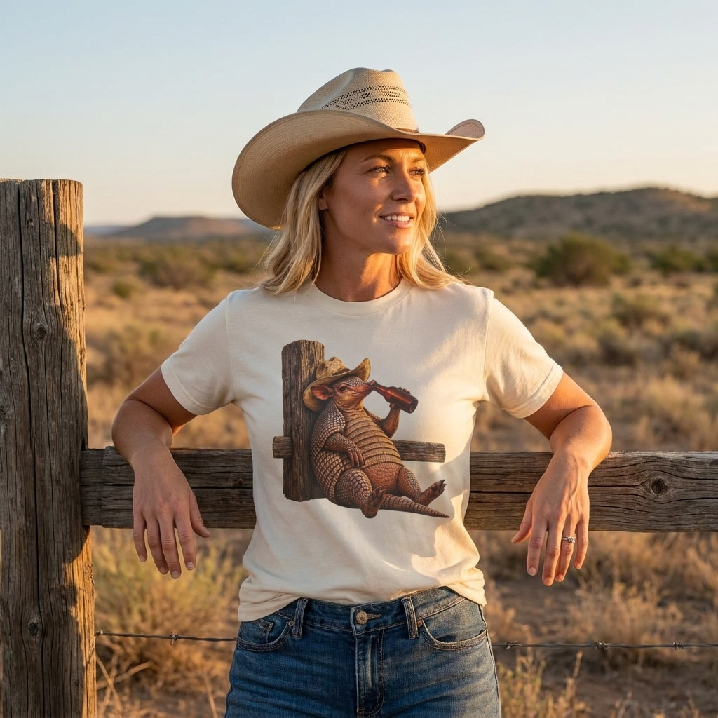 Funny Armadillo T Shirt, Cowboy Armadillo Shirt, Texas Beer Shirt, Western Graphic Tee, Funny Texas Gift, Country Humor Tee