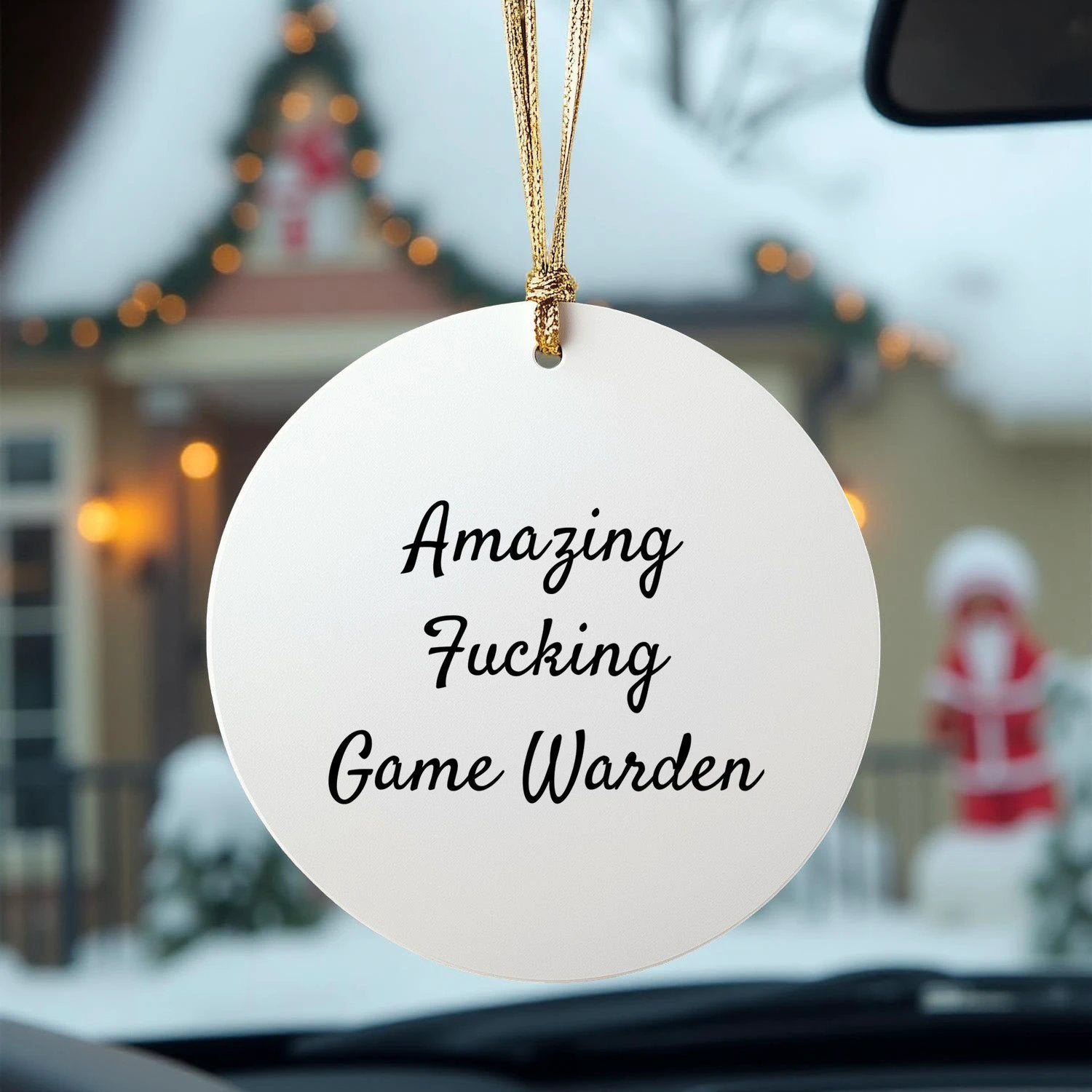 Funny Game Warden Circle Ornament, Gifts for Game Wardens, Amazing F--king Game Warden Quote, Christmas Unique Gifts from Friends, Circle Ornament for Men