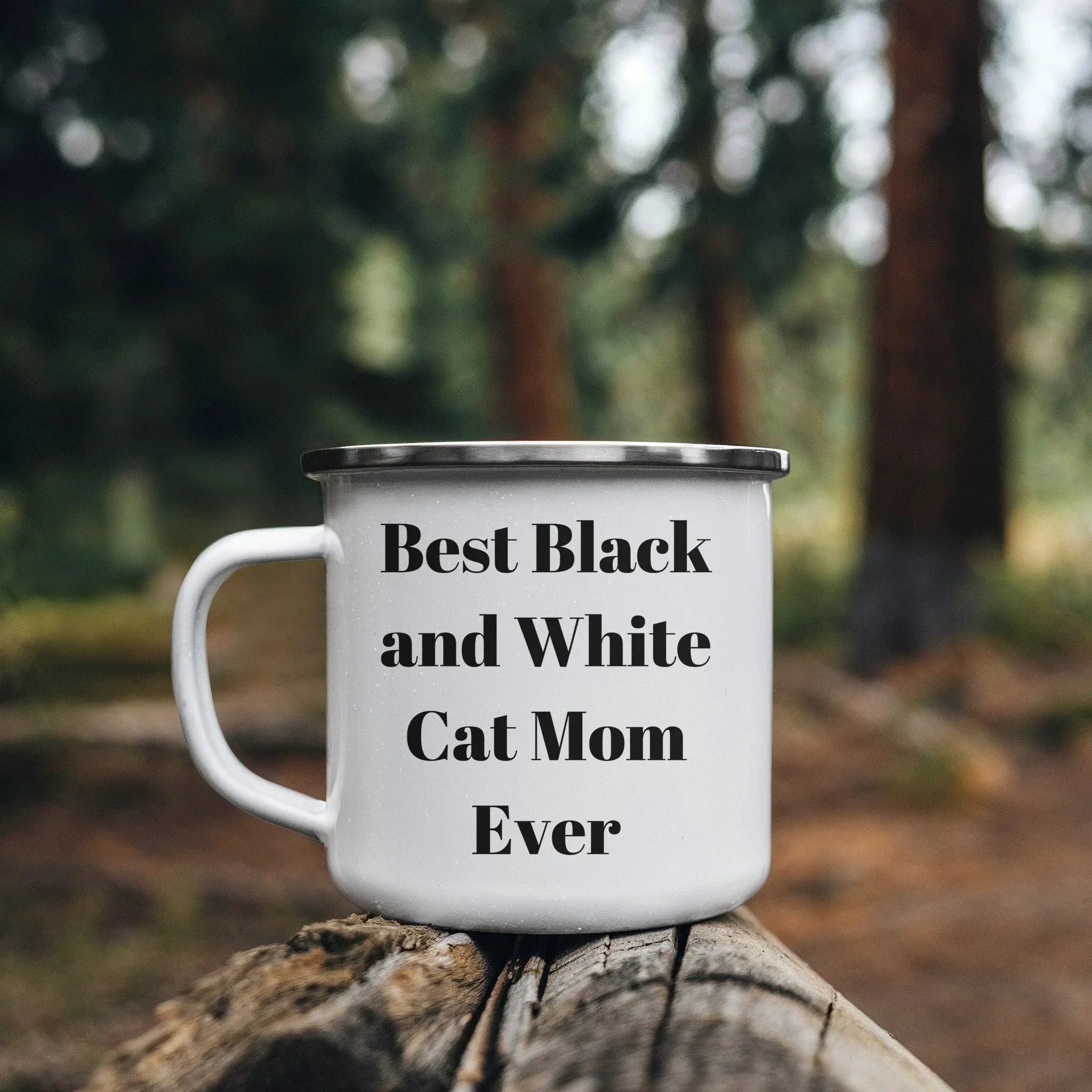 Funny Black and White Cat Mom Gifts from Friends for Mother's Day Unique Camping Mug