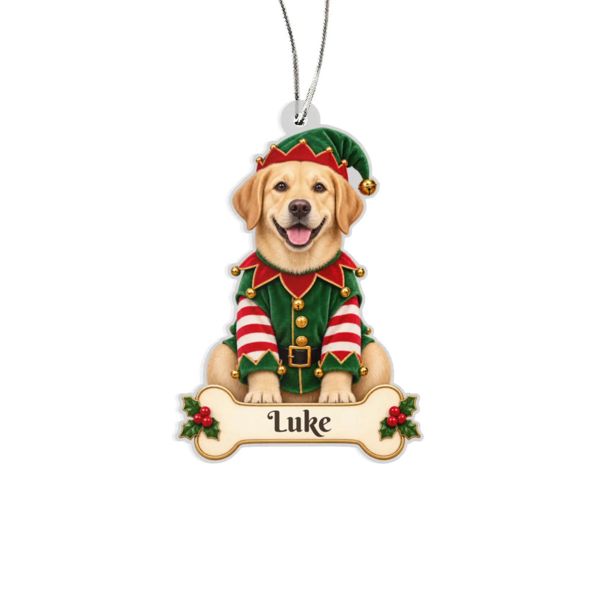 Personalized Christmas Elf Christmas Ornament, Custom Acrylic Ornament, Holiday Gift, Custom Name Keepsake