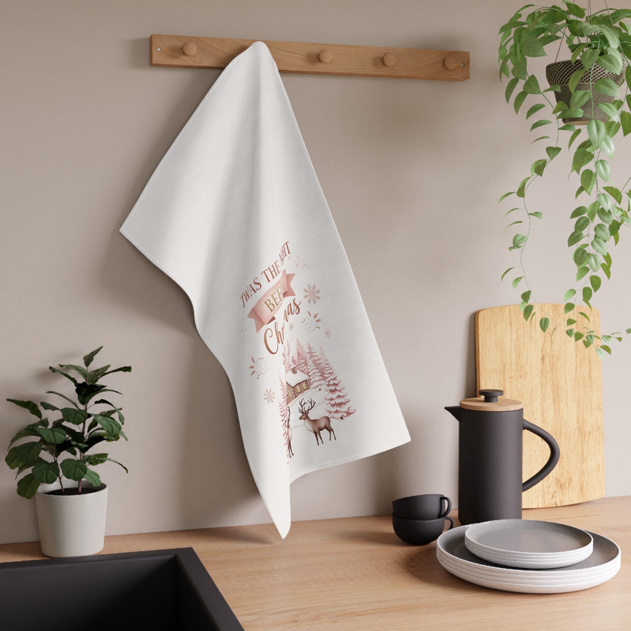 Twas the Night Before Christmas Tea Towel — Rustic Holiday Kitchen Decor