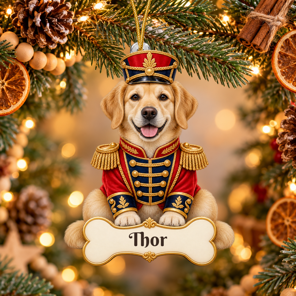 Personalized Nutcracker Dog Christmas Ornament from Photo, Custom Pet Portrait Acrylic Cutout, Nutcracker Soldier Holiday Dog Lover Gift