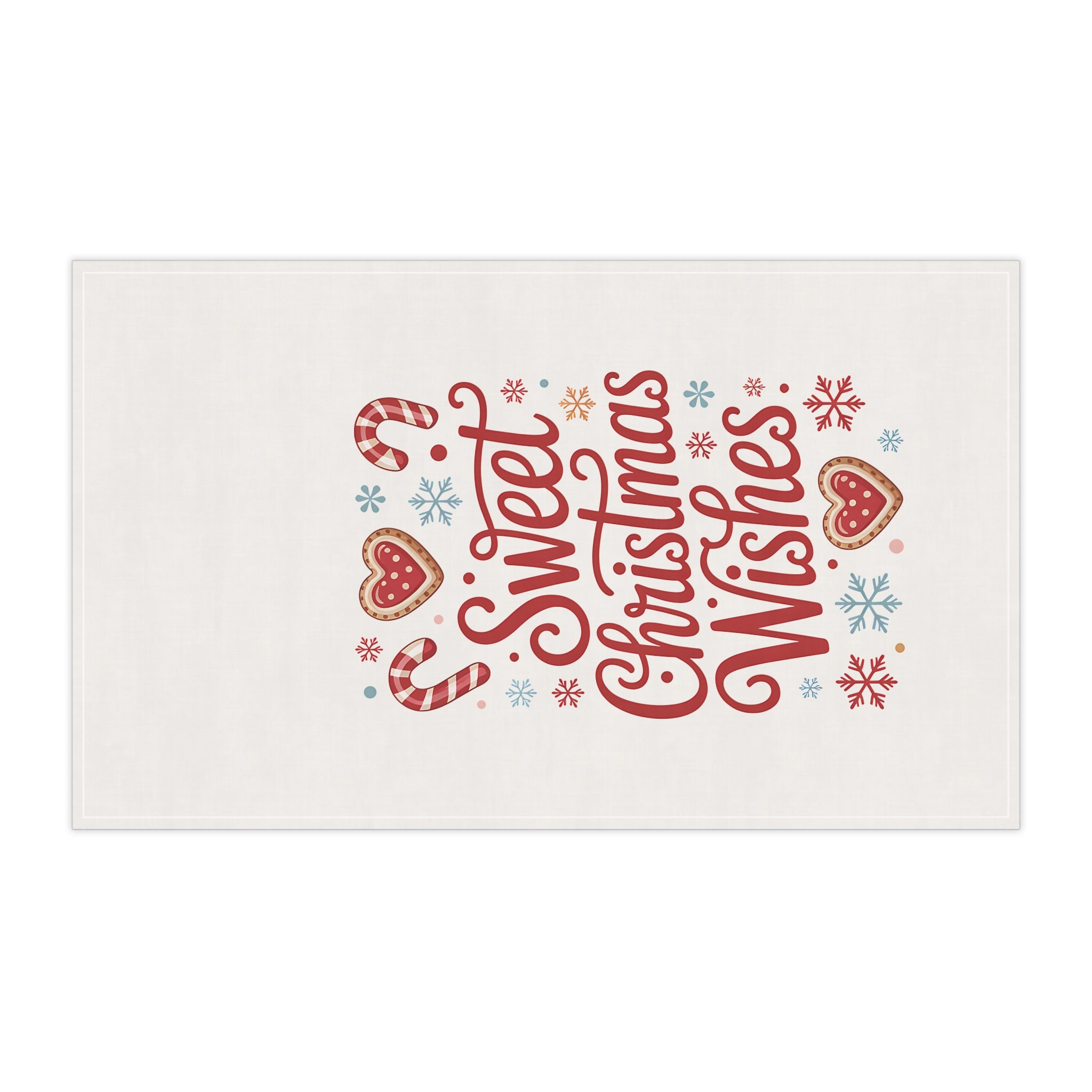 Sweet Christmas Wishes Tea Towel — Festive Holiday Kitchen Towel with Candy Cane & Cookie Design