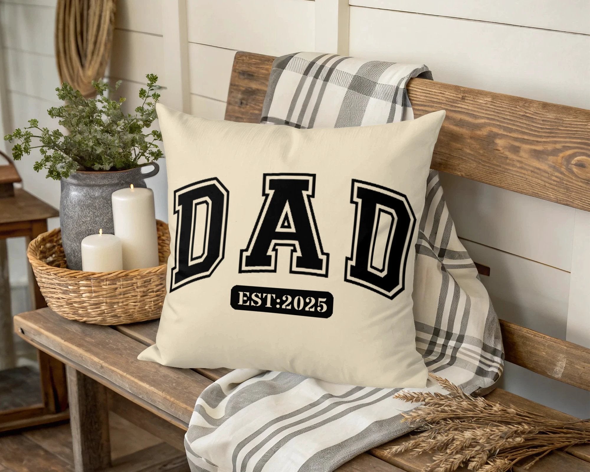 Personalized DAD Throw Pillow – Custom Year Gift for New Dads | Soft Spun Polyester, Double-Sided Print, 5 Sizes Available